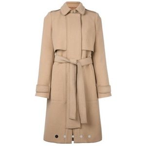 Carven Luxury Camel-tone Wool belted coat